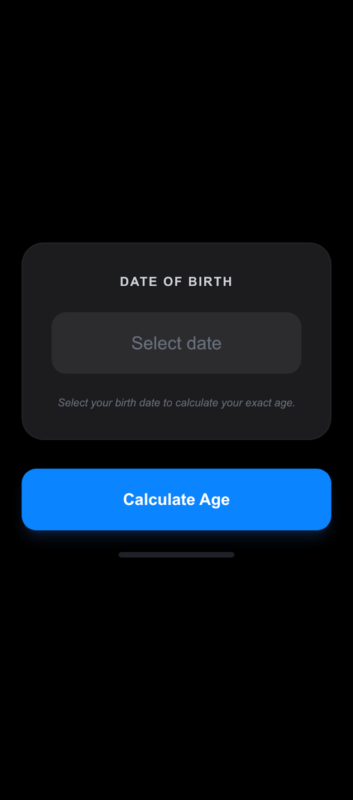 Age Calculator date input screen