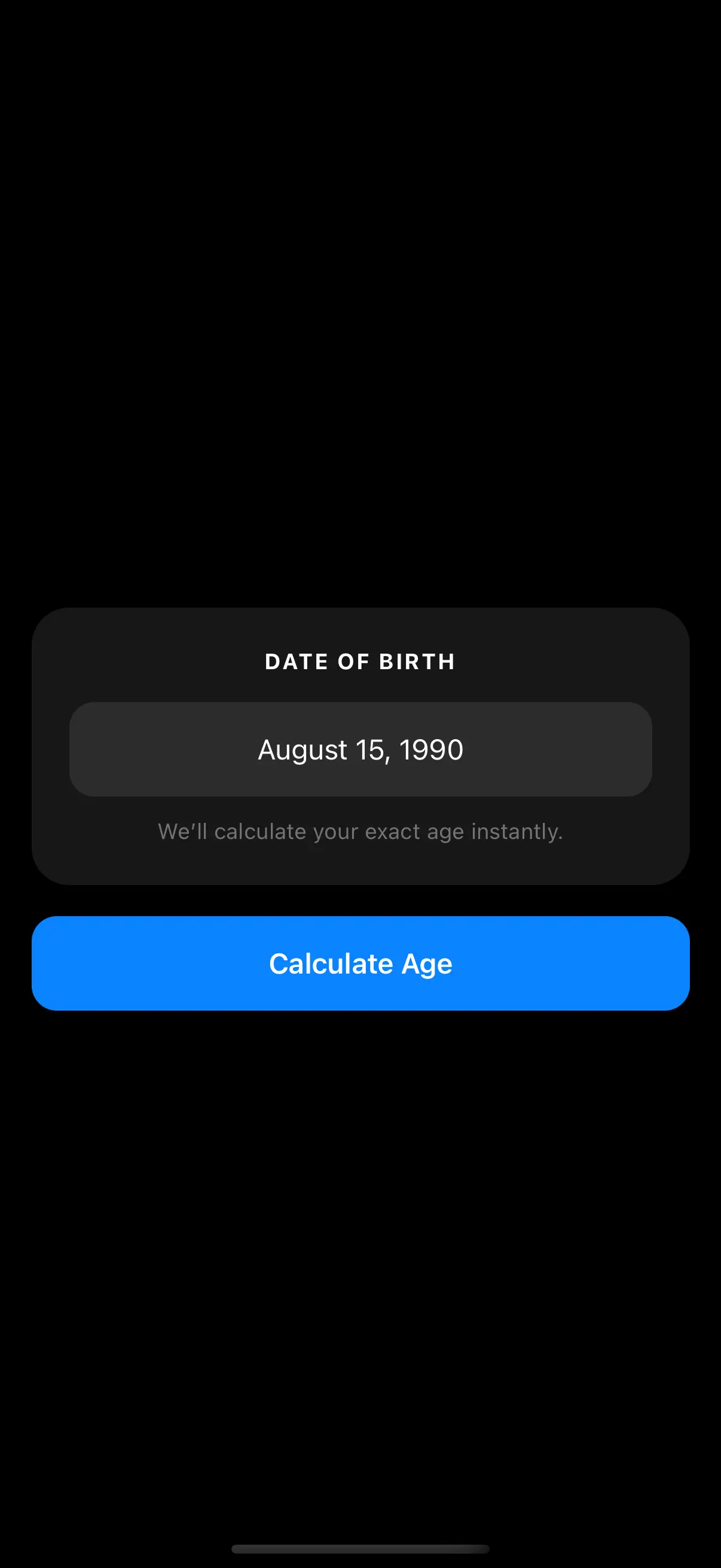 Age Calculator date input screen
